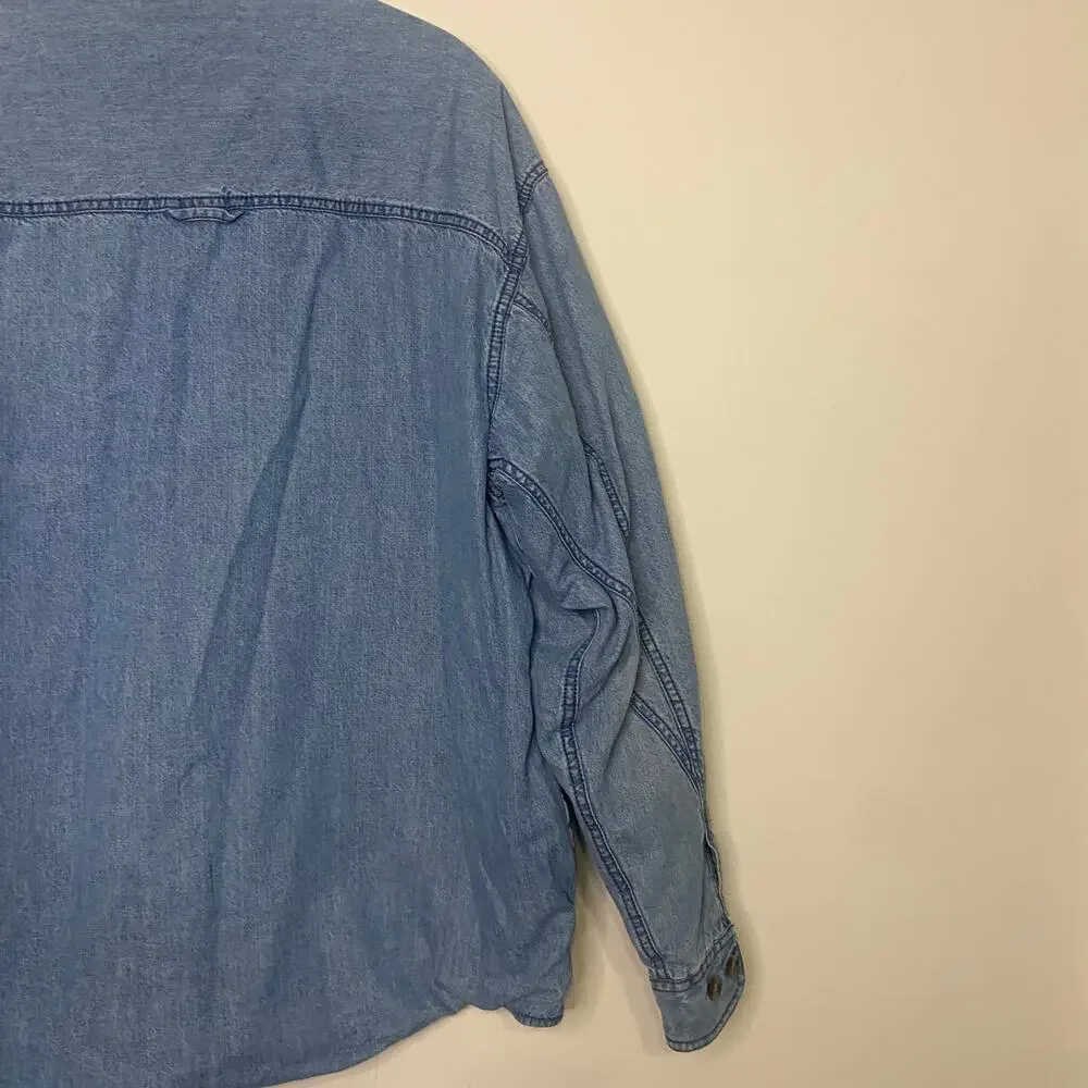 Vintage Arrow Blue Jeans Fleece Lined Chore Jacket Mens Buttons‎ Large Western